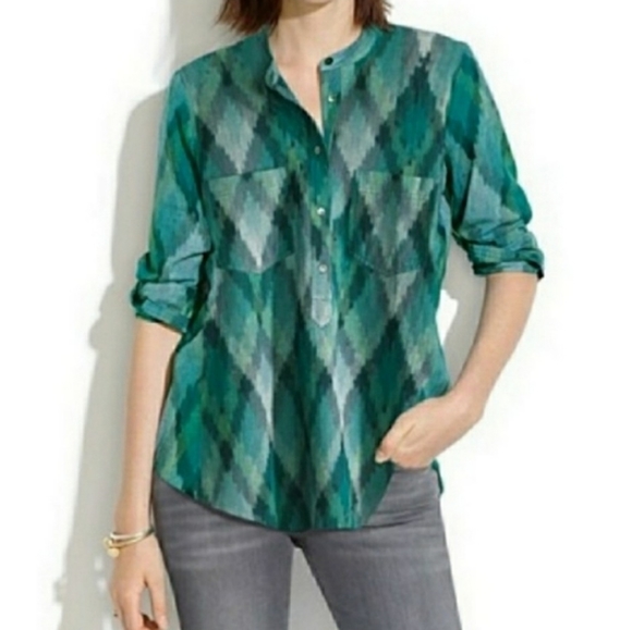 Madewell Tops - MADEWELL Wellspring Popover Tunic In Pixel Ikat EUC sz XS